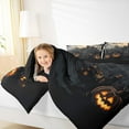 thumbnail image 4 of Feelyou Spooky Castle Full Size Comforter Sets for Teen, Gothic Pumpkin Bat Print Bedding Comforter Set, Halloween Theme Reversible Bedding Sets, Lightweight Room Decor, 3pcs, 4 of 8