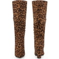 thumbnail image 2 of BLISSFUL STEP Women's Boots  Knee High Faux Suede Pointed Toe Block Heel Wrinkled Dress Boots Leopard 9.5, 2 of 7
