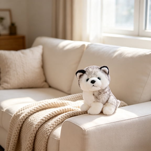 Husky Plush Toy 7.9 Inch Soft Cotton Stuffed Husky Dog Doll Cute Wolf Plushie Gift for Kids Dog Lovers Removable Washable