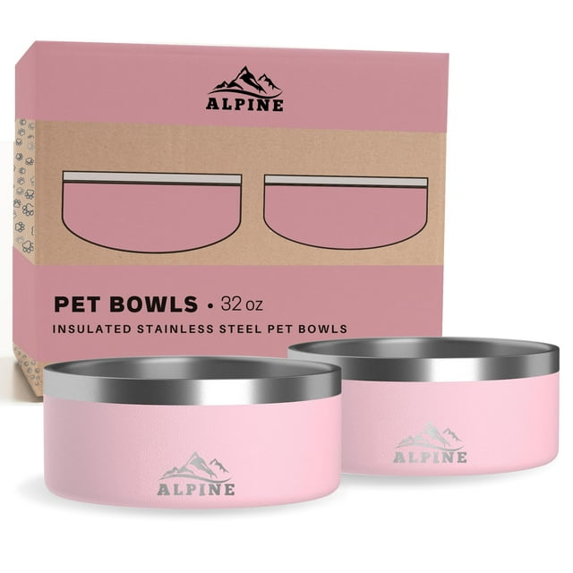 Juego de 2 cuencos ALPINE para perros de acero inoxidable, antideslizantes, cuencos de metal para ma
