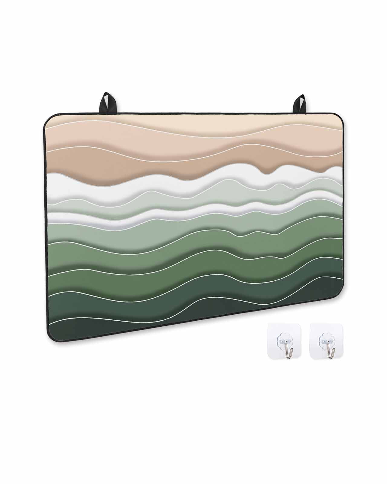 nqOlkjepod Large Induction Cooktop Protector Mat 24"x21", Sage Green Ombre Stripe Stove Top Covers for Electric Stove, Abstract Summer Beach Coastal Stove Burner Cover Mats, Glass Top Stove Cover