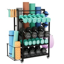 600LBS Dumbbell Rack Weight Stand - Bonvork Adjustable Weight Rack for Dumbbells, Home Gym Storage Rack for Yoga Mat Foam Roller Kettlebells, Workout Equipment Storage Organizer With Wheels