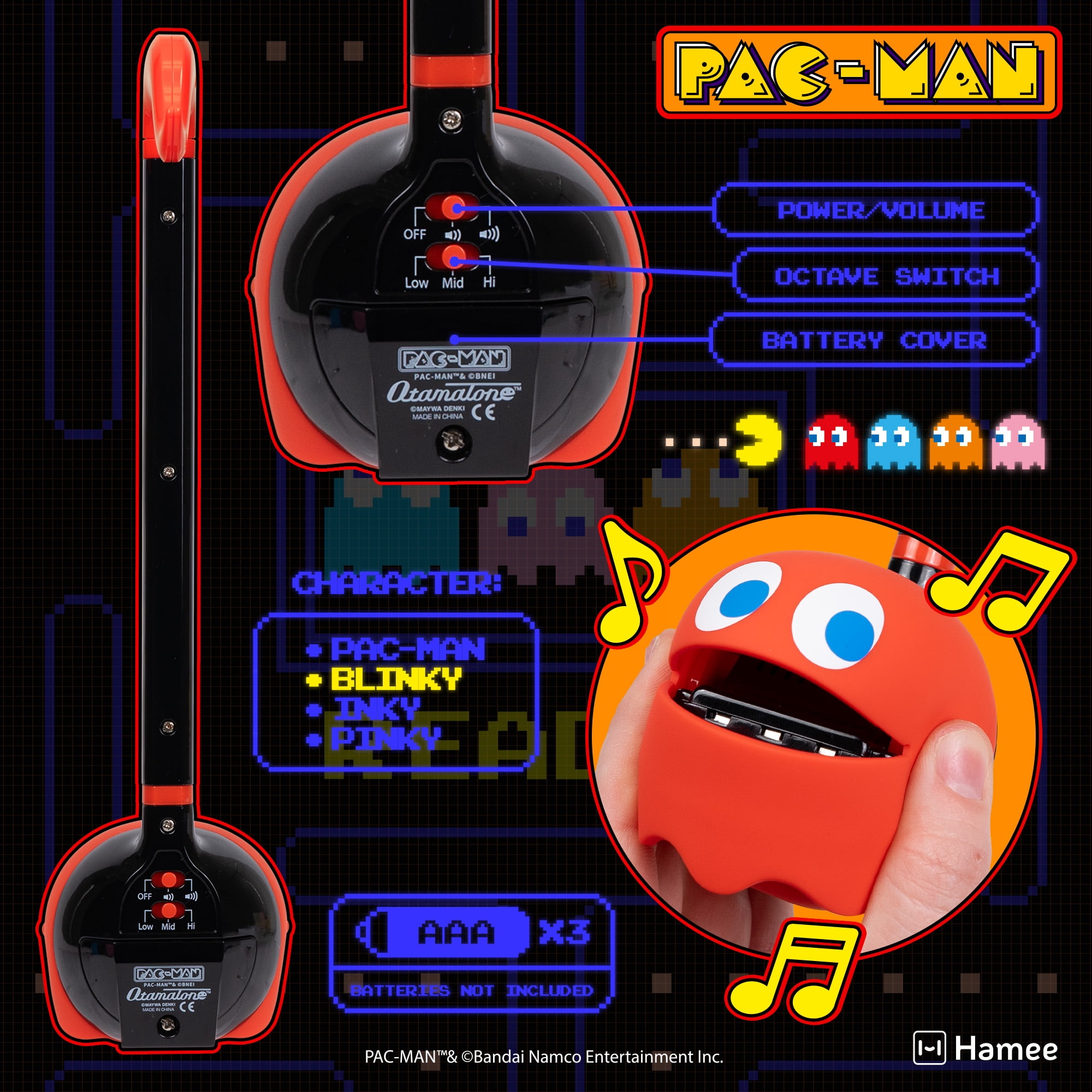 Otamatone PAC-MAN Electronic Portable Music Instrument / Synthesizer Toy from Japan by Maywa Denki (Officially Licensed) [English Instructions] - Blinky
