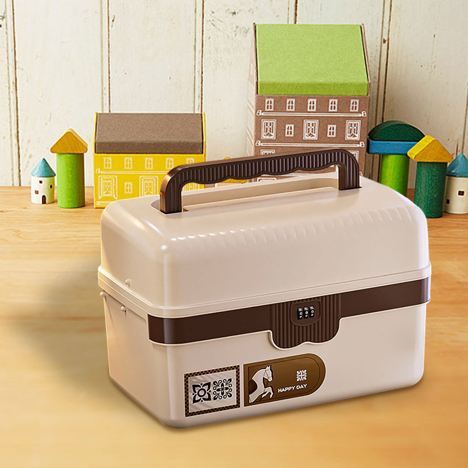 Plastic Lock Box 3 Layer Storage Box Folding Portable Tackle Box Organizer with Dividers for Sewing Art Supplies Fishing Tackle Craft Home Workshop Travel Portable Storage Case Organizer Accessories