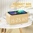 thumbnail image 4 of Wooden Digital Alarm Clock with Wireless Charging, USB Charging Desk Clock, 12/24H Display, Temperature, Sound Control, Snooze, 4 of 8
