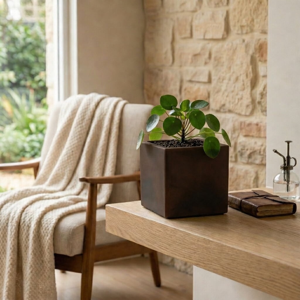 Ecobo 8" Eco-Friendly Square Planter Bloco Indoor/Outdoor use, Durable, Versatile & Lightweight, Designed by Brazilian Artisans, Contemporary All-Weather Design –Brown