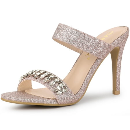 Allegra K Women's Glitter Rhinestone Stiletto Heel Sandals | Walmart Canada
