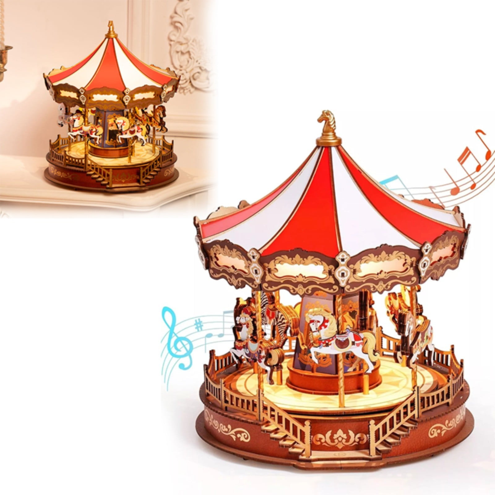 3D Wooden Puzzle Classic Music Box With LED DIY Building Toys Music Box Diy Handmade Music Box Children's Fun Building For Children Girl