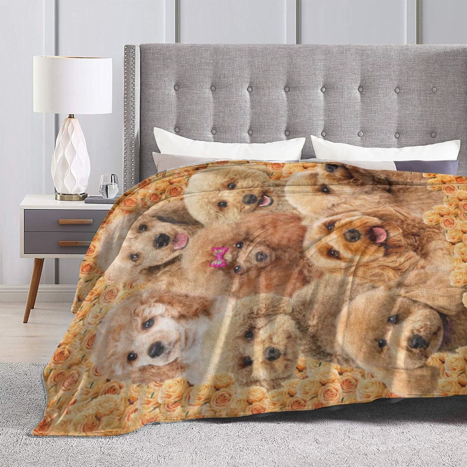 Wijzvio Poodle Dog Throw Blanket Soft Fuzzy Fleece Blanket For Couch Bed Living Room Decoration 50"X40"