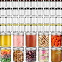 50 Pcs 8 oz Clear Plastic Jars Containers with Screw on Lids Refillable Round Empty Plastic Cosmetics Containers Wide Mouth for Kitchen and Household Storage, 5 Colors