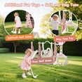 thumbnail image 5 of DKMOCO 6-in-1 Kids Slide and Swing Set with Basketball Hoop & Soccer Goal, Sturdy Indoor Outdoor Climber Playset, Multi-functional Playground Gift for Kids 1-3, Pink, 5 of 7