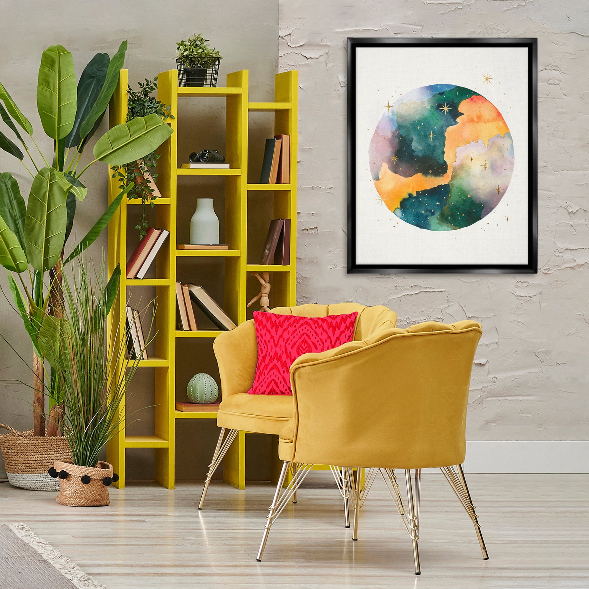 Stupell Industries Outer Space Nebula STEM Painting Black Floater Framed Canvas Art Print Wall Art, 25 x 31