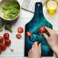 thumbnail image 3 of Halloween Cutting Board, Gothic Dark Backdrop a Dead Ghost Skull Haunted Horror Themed Digital Art, Decorative Tempered Glass Cutting and Serving Board, Wine Bottle Shape, Blue, by Ambesonne, 3 of 5