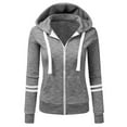 thumbnail image 2 of Lisingtool hoodies for women autumn and winter women's sweater sports solid color cardigan zipper hooded jack zip up hoodie women grey, 2 of 4