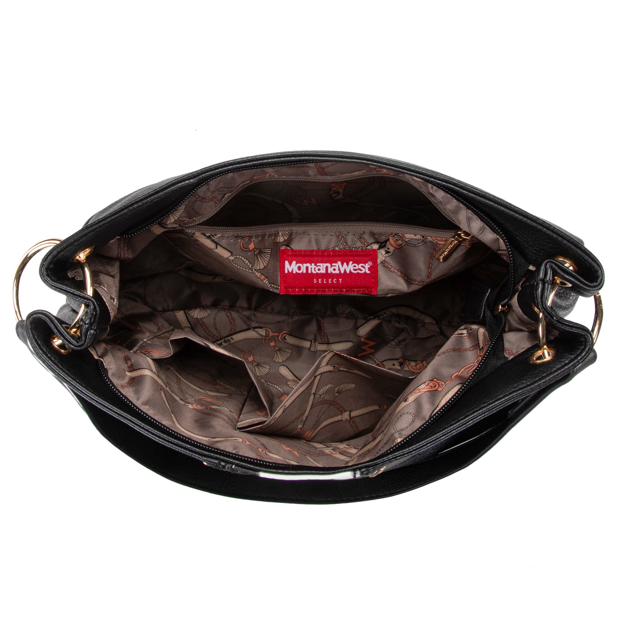 Montana West Purses for Women Hobo Shoulder Handbags with Zipper, Cow Print-Black