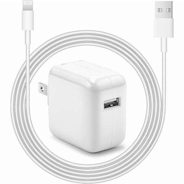 Chenchen iPad Charger iPhone Fast Charger 12W USB Wall Charger Foldable Portable Travel Plug with USB Charging Modem Cables Compatible with iPhone, iPad, iPad mini, iPad Air 1/2/3, Airpod