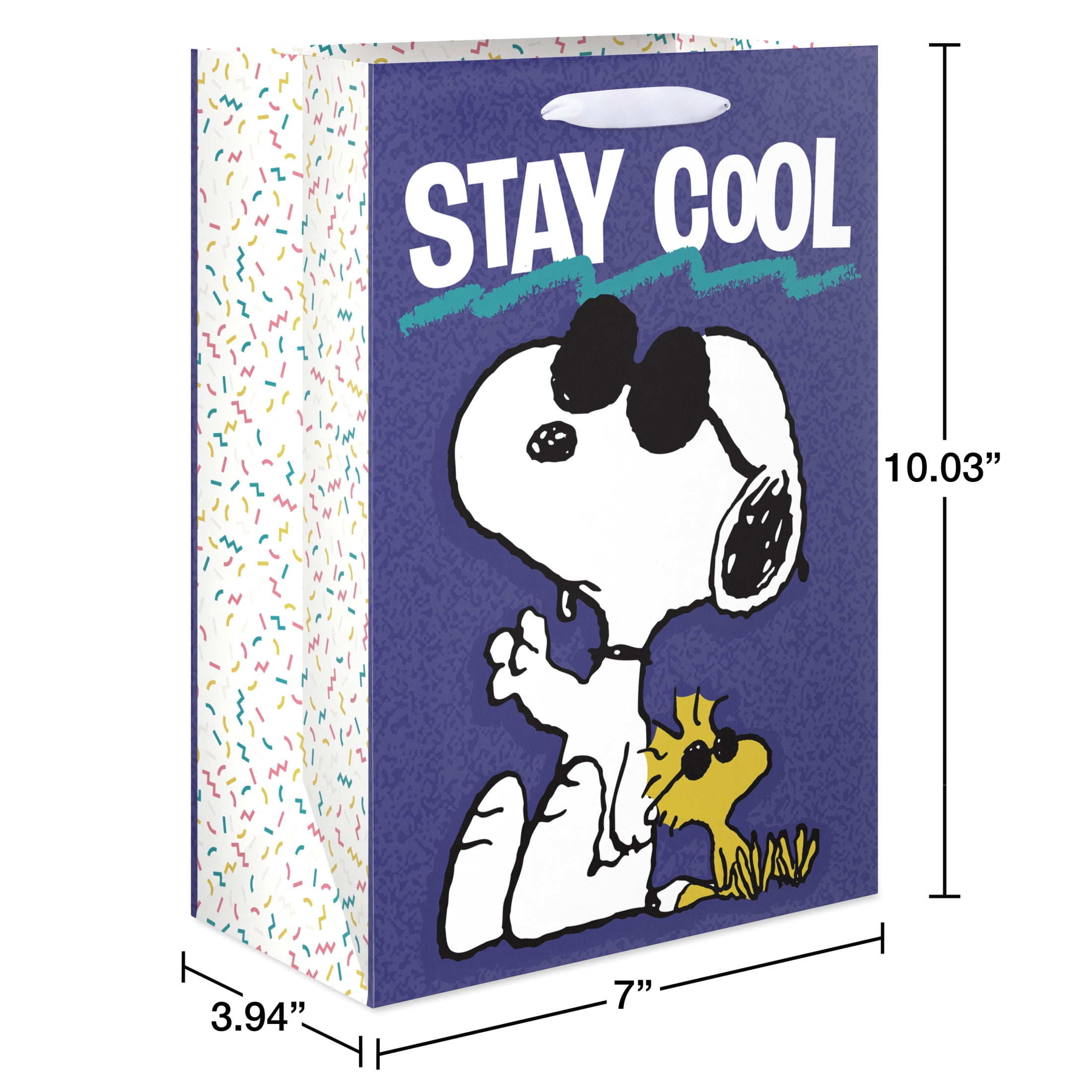 American Greetings 10 in. Blue Medium Snoopy and Woodstock Gift Bag, Stay Cool (1-Count)