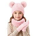 thumbnail image 2 of Sentuca Kids Winter Hat Scarf Gloves Set, Bear Ear Knitted Beanie with Scarf & Gloves Cold Weather Outdoor Accessory for Girls Boys Size 2-10Y, 2 of 6