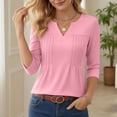 thumbnail image 5 of GUACER Womens 3/4 Sleeve Tops Casual Pintuck V Neck Relaxed Fit Blouses Trendy Tops for Ladies, 5 of 8