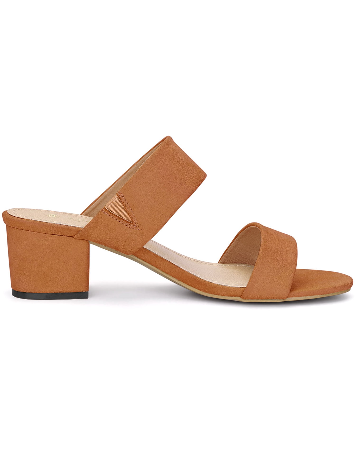 DARING DIVA Stylish Women's Block Heel Dual Straps Slide Sandals 7.5 Orange