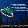 thumbnail image 2 of Gem Stone King 1.29 Ct Oval Green Nano Emerald Blue Diamond 18K Yellow Gold Plated Silver Ring, 2 of 6