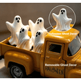thumbnail image 5 of MInHoues 4.9 Inch Halloween Orange Vintage Metal Truck with 3 Mini Ghosts Ornament，Farmhouse Halloween Centerpieces for Table Home Mantel Pumpkin Tiered Tray Decor Party Gift, 5 of 9