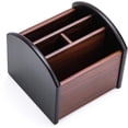 thumbnail image 1 of Remote Control Holder Remote Caddy Organizer Wood Desk Organizers with 4 Compartments, Table Remote Control Organizer, 1 of 4
