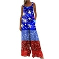 thumbnail image 6 of 4Th of July Rompers for Women Dressy Square Neck Sleeveless Baggy Oeralls with Pockets Summer One Piece Jumpsuits, 6 of 7