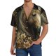 thumbnail image 1 of Balery Palatial Gold Pattern Horse Camisa Casual de Manga Corta con Botones para Hombre, Texturizada, Estilo Cubano, para Playa, Verano-3X-Large, 1 of 5