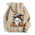 thumbnail image 5 of FASHOFT Zip Up Hoodie Women Oversized Halloween Graphic Fleece Jacket with Pockets Funny Ghost Spooky Season Sweatshirt Khaki XXXL, 5 of 5