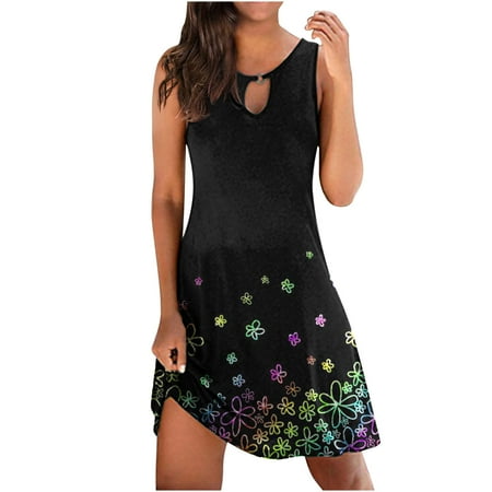 

Red Dresses for Women White Dress Women s Fashion Printed Comfortable Loose Fit Sleeveless Casual Tops Dress Summer Savings Clearance 2022 Dresses for Women Midi Dresses for Women Black L