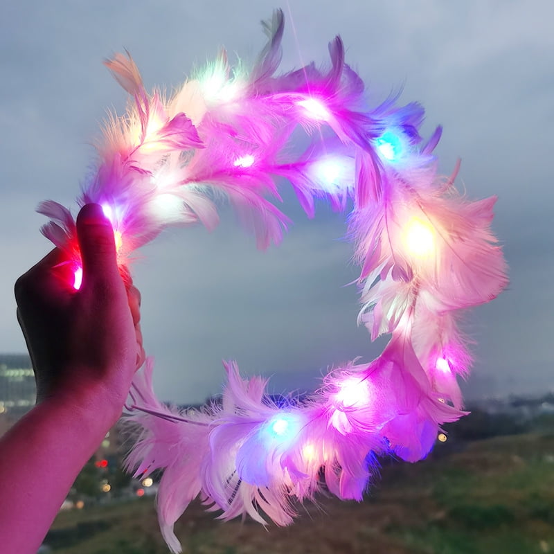 PTHTECHUS Paquete de 12 diademas de flores LED, corona de Halloween que brilla en la oscuridad, suministros de fiesta, tocado de corona para hombres y mujeres, accesorios para el cabello, luces