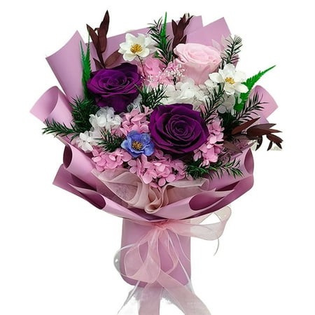 Preserved Rose Flower Delivery, Preserved Flowers Bouquets, Purple Rose Bouquets That Last 1-3 Years, Gift For Her: Birthday Christmas Valentine'S Day Mother'S Day, Room Decoration