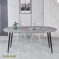 thumbnail image 2 of Tcbosik 39.3"-70.8" Expandable Dining Table for 6-8 Person, Oval Kitchen Table with Metal Legs, Space Saving, Gray & Black, 2 of 7
