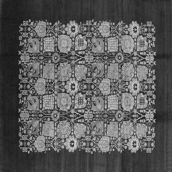 Ahgly Company Indoor Square Oriental Gray Industrial Area Rugs, 3' Square