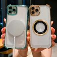 thumbnail image 6 of for iPhone 11 Pro Max Magnetic Transparent Case,Luxury Bling Four Corners Shockproof Military-Grade Protection with Camera Lens Protector MagSafe Clear Plating Cover for Women Men-Golden, 6 of 13