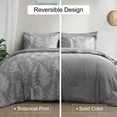 thumbnail image 7 of PHF 3 Pieces Printed Comforter Set King Size, Lightweight Botanical Floral Bed in a Bag, Ultra Soft Bedding Set with 1 Reversible Comforter and 2 Pillow Shams, Grey, 7 of 7