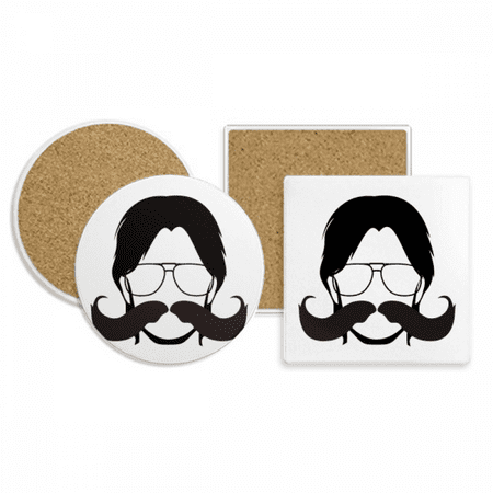 

Man Exaggerated Beard Coaster Cup Mug Holder Absorbent Stone Cork Base Set