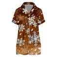 thumbnail image 4 of Women Soft Leisure Sleep Clothes Christmas Printed Short Sleeve Top and Shorts Suit Decorative Button Pajamas Detail, 4 of 4