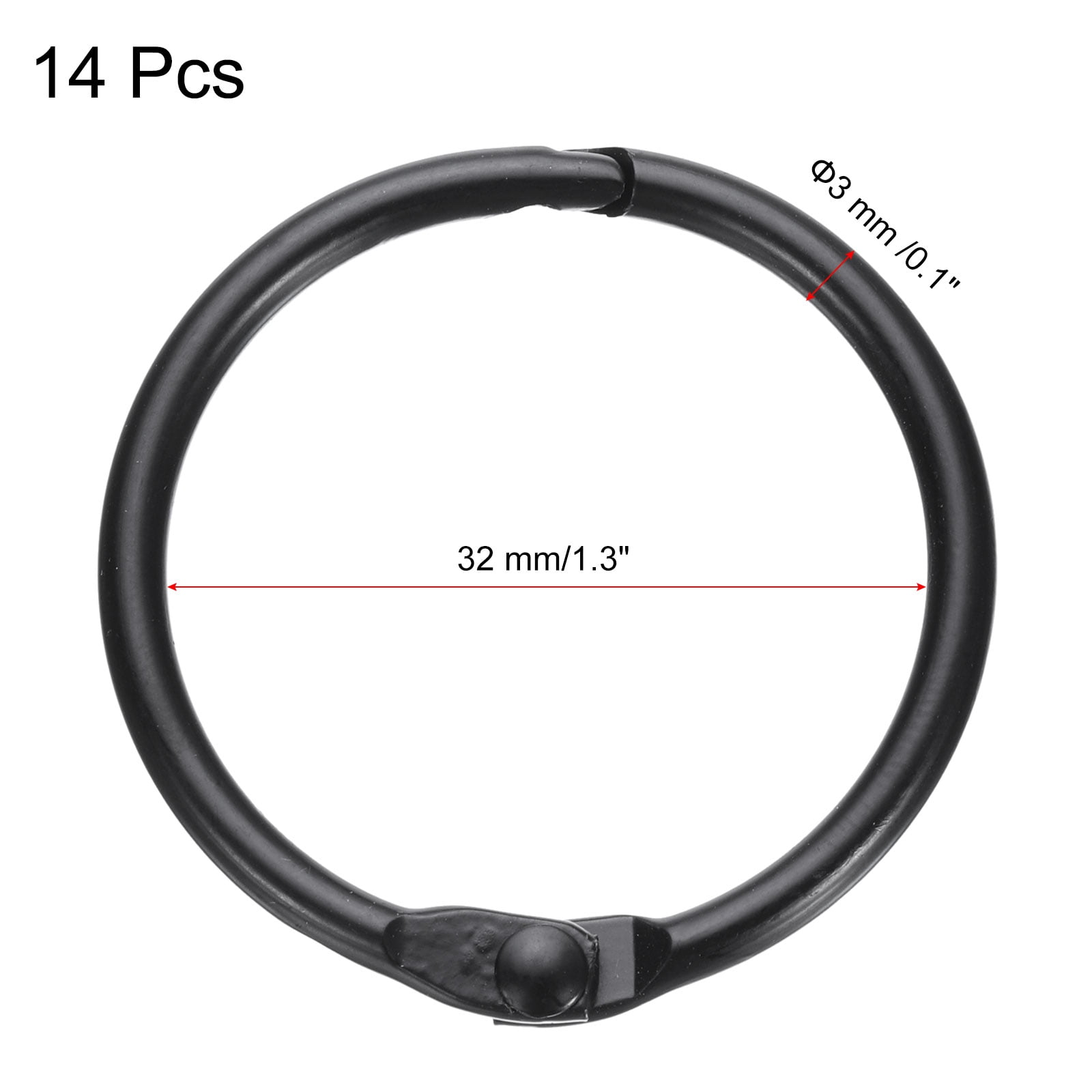 Unique Bargains Shower Curtain Rings Round Snap Hooks Glide for Shower Rods 1.3in Black