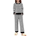 thumbnail image 1 of HAiming Ensemble Rayé 2 Pcs Garçons Filles Manches Longues Col Rond Chandail Tops Hiver Chaud Tenues de Nuit Tendance, 1 of 5