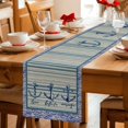 thumbnail image 5 of Nautical Archor Table Runner 72 Inches, Vintage Country Ocean Archor Blue Stripes Bed Runner Dresser Scarves Tabletop for Indoor Outdoor Parties/Ceremony/Banquet, 14" x 72", 5 of 9