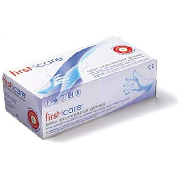 FirstCare Latex Disposable Exam Gloves, PF, Beige, 1000/Cs (Small)
