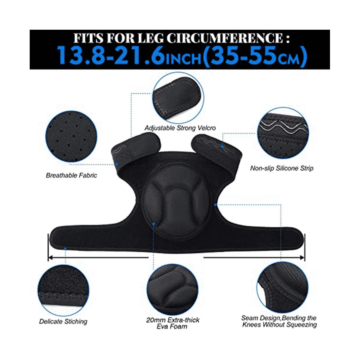 Men/Women Knee Pads for Gardening, Cleaning, Construction Work, Flooring, Volleyball, Anti-Slip Collision 1 Pair