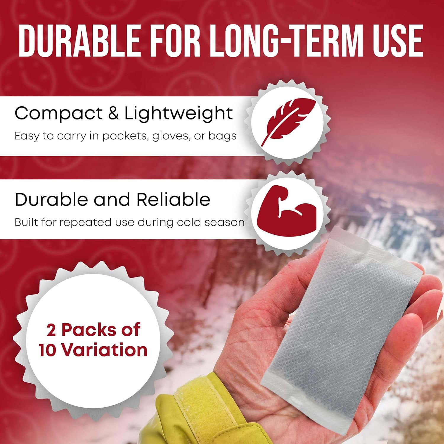 Hand Warmers - Long-Lasting, Safe, Natural, Odorless Air-Activated Warmer