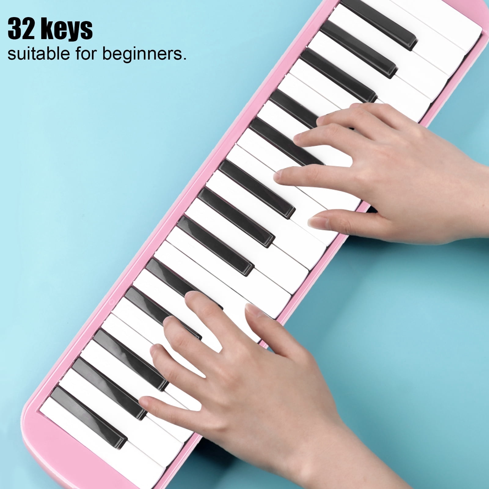 LIZEALUCKY 32 Piano Keys Melodica Musical Education Instrument, Piano Keyboard Harmonica Wind Musical Instrument with Portable Carrying Bag for Beginners[Pink]