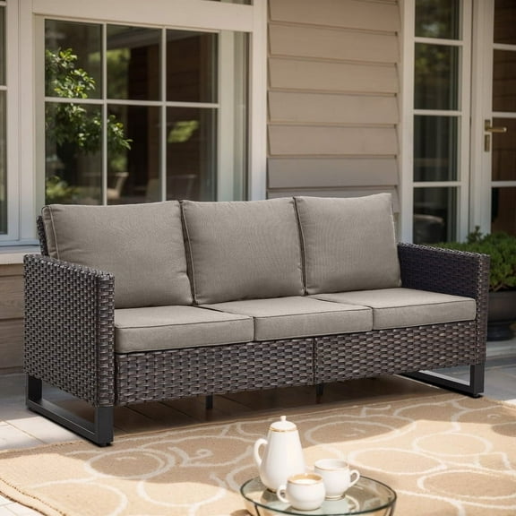 POCASSY 68.5" Wide Outdoor Rectangle Patio Sofa with Cushions