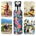 thumbnail image 7 of Yayeee 20oz Insulated Water Bottle Double Wall Stainless Steel with Flip Straw Lid, Puprle Ethereal Floral Harmony, 7 of 7