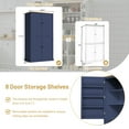 thumbnail image 2 of 71" Kitchen Pantry Storage Cabinet, Freestanding Large Cupboard with 8 Door Shelves, 2 Adjustable Shelves and 2 Drawers for Kitchen Dining Room, Blue, 2 of 9