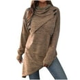 thumbnail image 4 of Pompotops Mode Femme Décontractée Couleur Unie Col Roulé Manches Longues Veste Boutonnée Tricot, 4 of 5